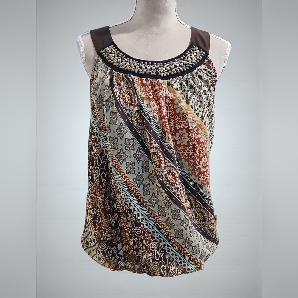 Wrapper Racerback Beaded Womans Tank Womans Large  Fall Festival Retro